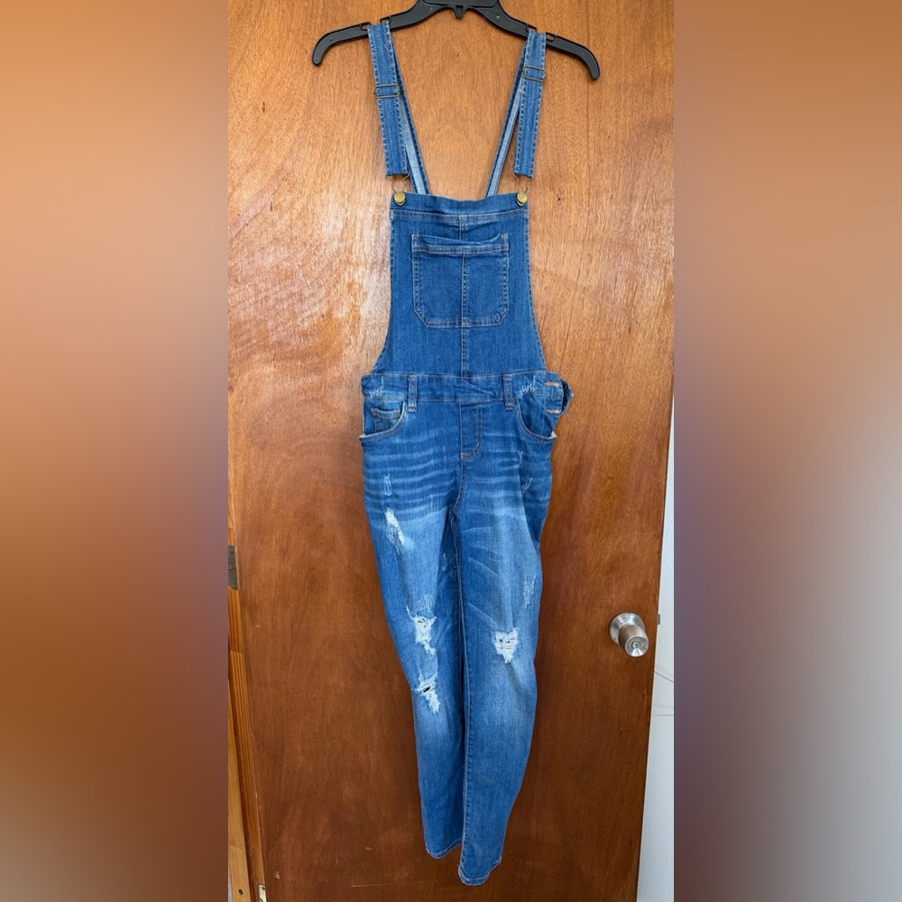 Distressed Blue Denim Overalls